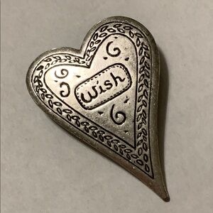 Silver Heart Wish Brooch Pin